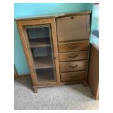 Vintage Secretary Desk Curio Display Cabinet