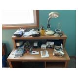Desk w/Contents - Lamp, Office Supplies and More