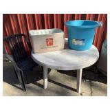 Lawn Table, Chair, 20gl Utility Bucket