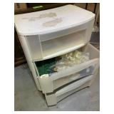Plastic Rolling Cabinet 22"x7"x6" w/Contents