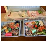 Christmas Ribbons, Wrapping, Bags W/Tote