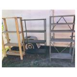 2 Metal Racks - 63"x30"x12", 60"x30"x12", 1 Wooden