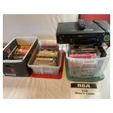 VHS Tapes, VHS Player. Totes