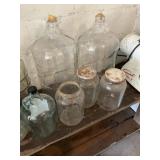 Wine Jars, Gallon Jars, Jugs, Shelf