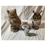 Carved Owl Figurines - Qty 4
