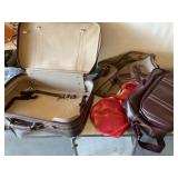 Suitcase, Three Soft Side Carry on Bags w/Straps