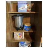 Coffee Pot, Paper Plates, Coffee, Condiment Tray