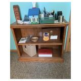 Wooden Book Shelf 36"x30"x14" w/Contents