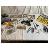 Hot Glue Gun, Cord Plugs, Tape, Pliers, License