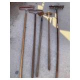 Garden Rakes - Qty 3, Garden Hoes - Qty 2