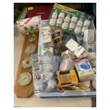 Light Bulbs, Weather Gauges w/Tote