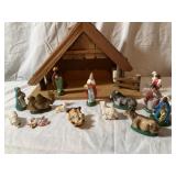 Wooden Nativity Scene w/Creche - Plays Music