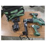Hitachi - Headlamp, Two Drills, Sawsall,