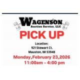 Auction Pick Up: Mon 2-23-26 11:00am to 4:00pm