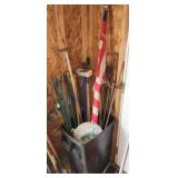 Fence Posts  Qty 13, Flag, Brush, Hoe and More