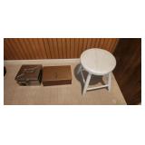 Wood Stool, Firebox, Metal Box
