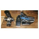 Olympus OM10, HOYA 55mm lens, Sony Camcorder