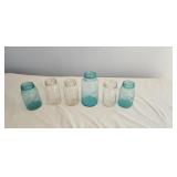Ball Jars - Qty 6 (3 are Blue)