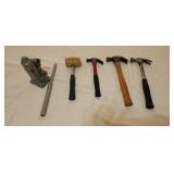 2 Ton Jack w/handle, Claw Hammers Qty 3,