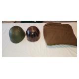 Military Helmet Liners and Wool Blanket