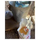 Deer Corn, Bird Seed, Metal Garbage Can