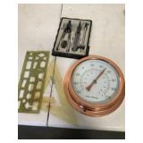 Wall Thermometer, Compass, Drawing Set
