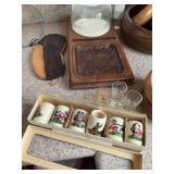 Wooden Bowls, Cheese Board, Shot Glasses,