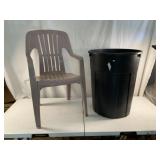 Plastic Chair, Garbage Can
