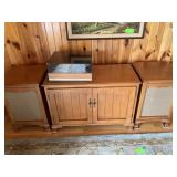 Stereo Cabinet, 2 Speakers, Turntable, Radio,