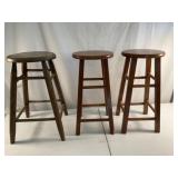 Wooden Stools 24ï¿½ - Qty 3
