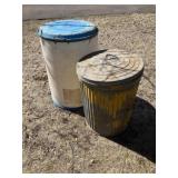 Metal Garbage Can, 55 gal Plastic Drum