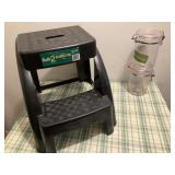 Plastic Step Stool, Coffee Jars