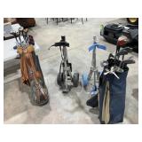 Golf Clubs w/Pull Carts,Balls, Tees, Gloves