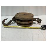 Vintage Wooden 2 Pulley Block & Tackle
