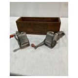 Vintage Mouli Cheese Graters, Wooden Cheese Box