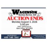 Auction Ends:  Monday, August 3, 2026 5:00pm