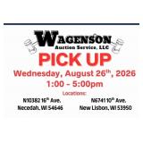 Auction Pick Up:  Aug 26 1:00pm to 5:00pm