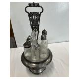 Vintage Meriden Cruet Set - w/Metal Rotating Base,