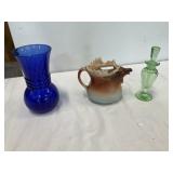 Vintage Moose Creamer, Green Perfume Jar, Blue