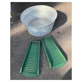 Galvanized Tub, Downspout Diverters