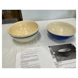 Vintage Stoneware Bowls - Cobalt Blue, Gold Rim/