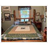 Queen Size Wooden Bear Carved 4 Post Bed Frame -
