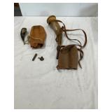 Powder Horns w/Leather Pouches