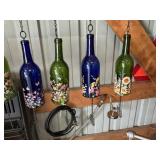 Lighted Glass Bottles w/Hanging Ornaments - Qty 4