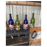 Lighted Glass Bottles w/Hanging Ornaments - Qty 4