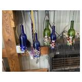 Lighted Glass Bottles w/Hanging Ornaments - Qty 5