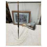 Alaskan Carved Wood Arrow, Elk Bone Painting,