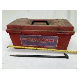 20ï¿½ Plastic Tool Box w/Contents, Pry Bar