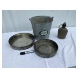 Behrens Galvanized Bucket, Pans, Canteen