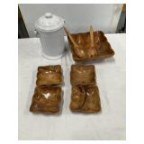 Wooden Salad Bowl Set - 4 Small, 1 Large,